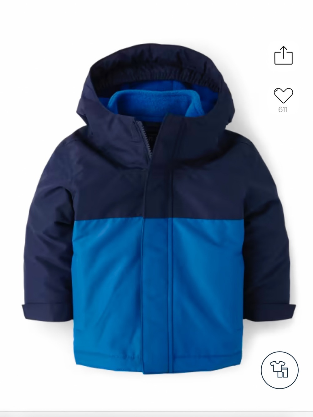 The Children's Place Navy and Bright Blue Colorblock Hooded Jacket